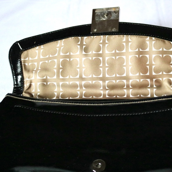 NWT Vintage Liz Claiborne Black Patent Clutch Purse Handbag Clover - Picture 5 of 7